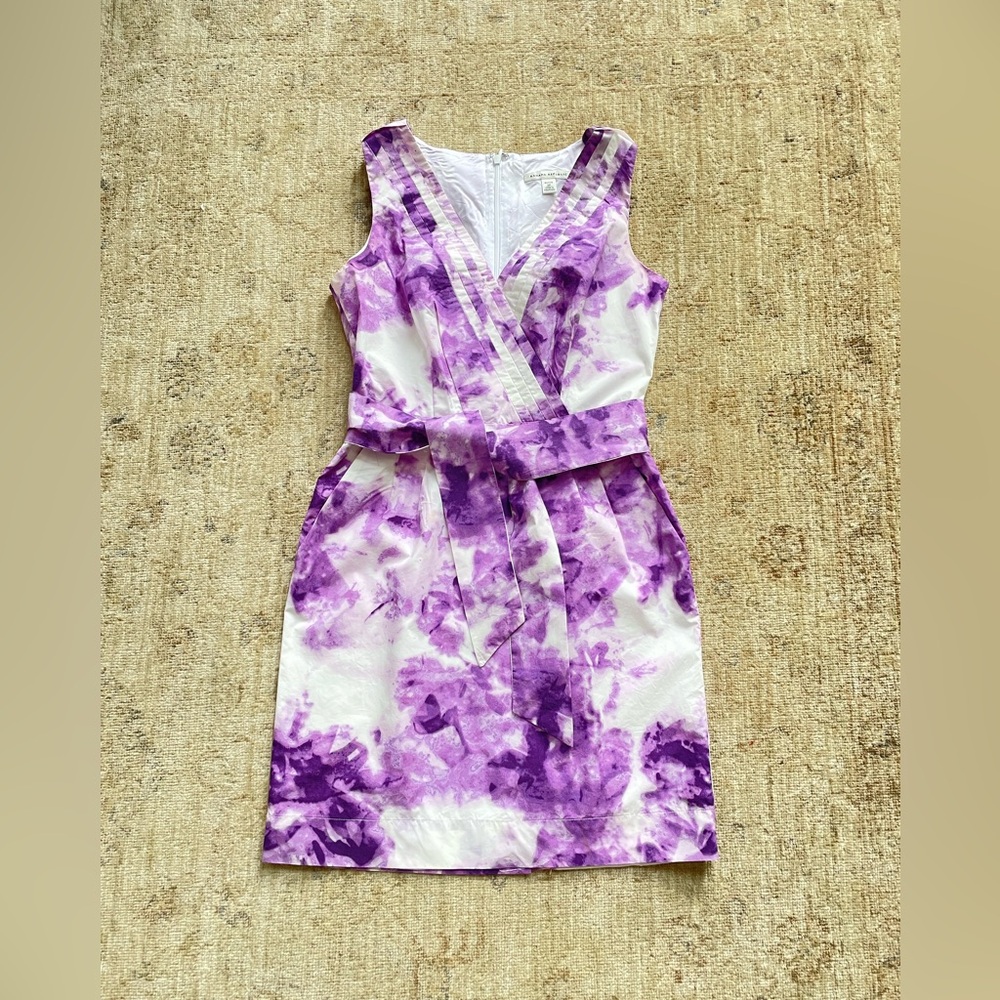 Banana Republic Purple and White Sleeveless Wrap Dress